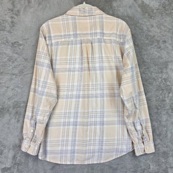 REI Co Op Shirt Womens Small Peach Blue Plaid Long Sleeve Button Front Cotton - Picture 10 of 10